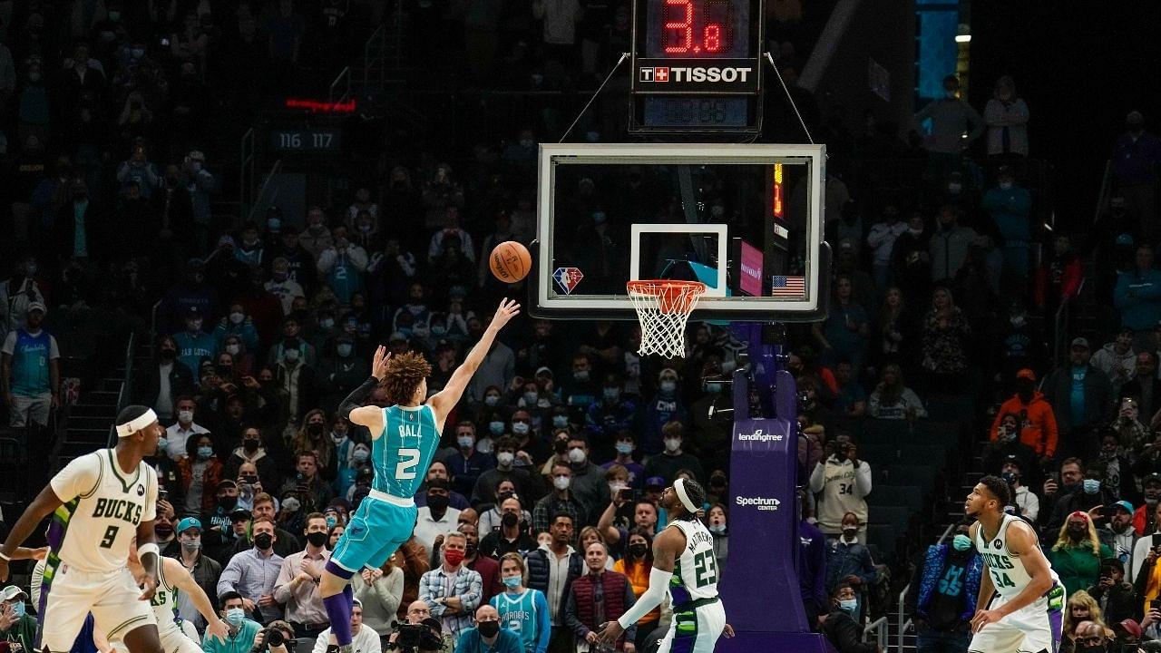 "Make LaMelo Ball an All-Star already!": NBA Twitter reacts as the Hornets star hits an incredibly clutch shot to put his team ahead vs Bucks