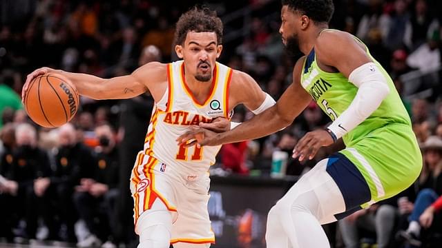 “Knew his legs were going to be spread; pause”: Trae Young hilariously catches himself before going on to say anything suspicious about his nutmeg against Timberwolves