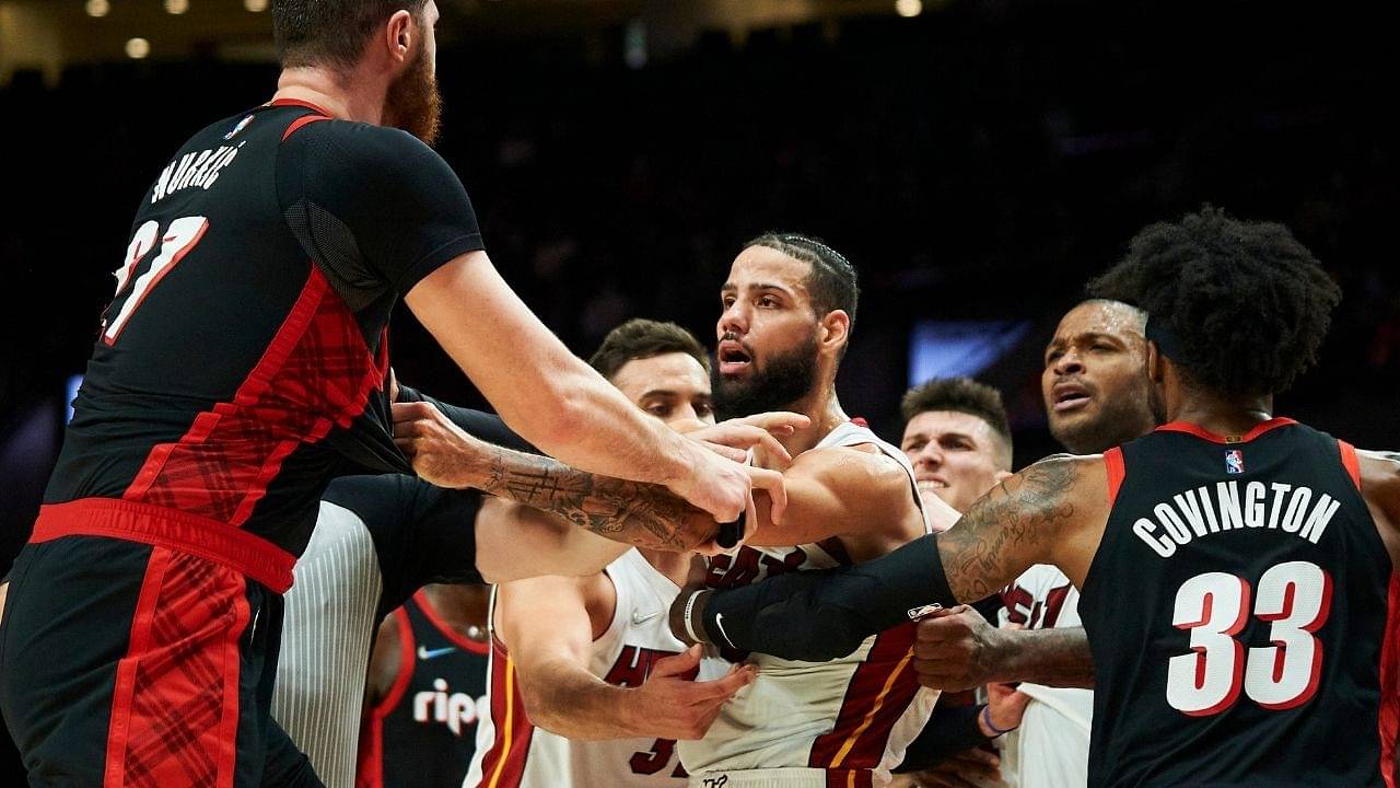 "Nurk doing what everyone has wanted to do for like 2 years now, open hand slap to Tyler Herro": NBA Twitter reacts to the Bosnian center throwing a hand at the Heat guard 