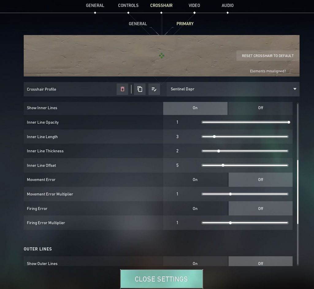 dapr crosshair valorant