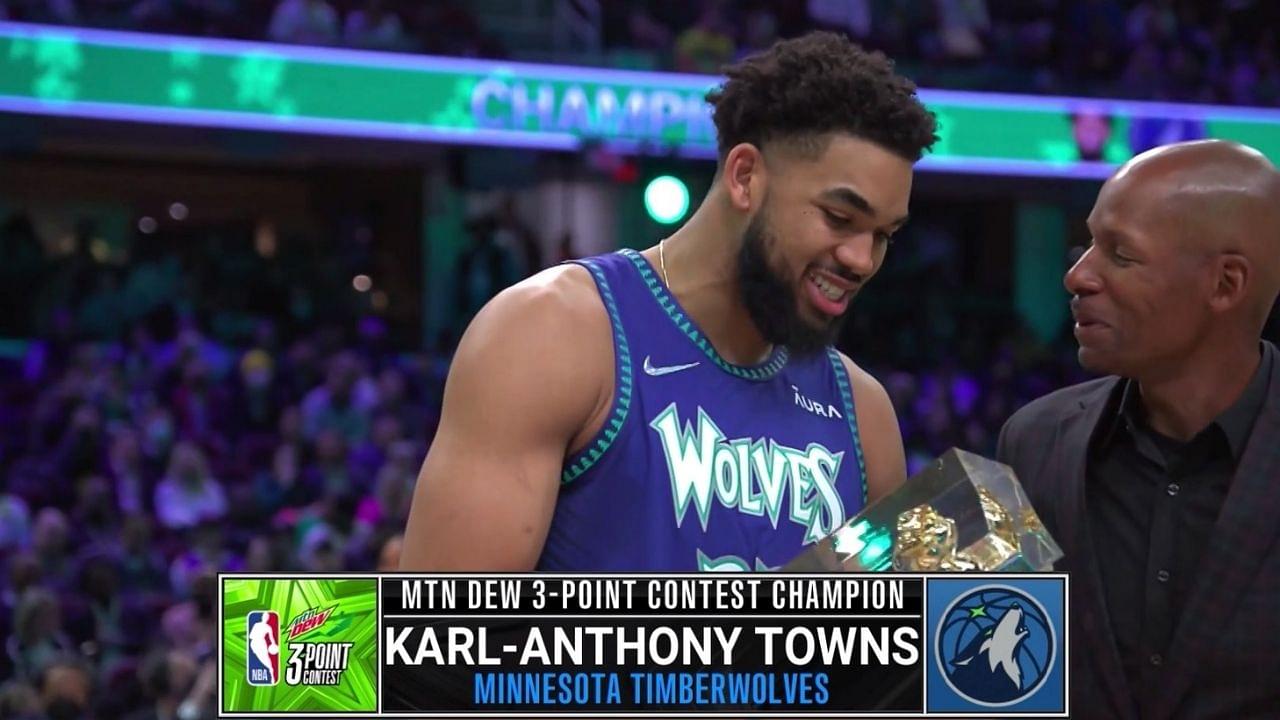 "Hey Shaquille O'Neal, I told you, Vegas got the odds wrong!": Karl-Anthony Towns becomes the first big to win the Mountain Dew 3-Point Contest, takes down Trae Young and Luke Kennard