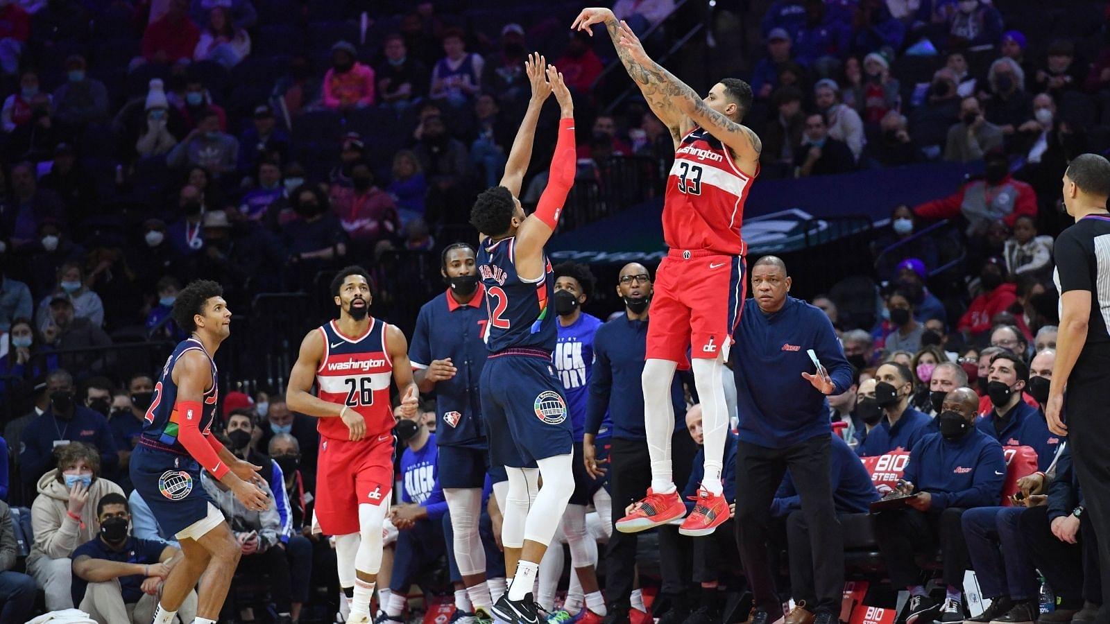 "Kyle Kuzma is playing like he is Kevin Durant": Wizards forward amazes NBA Twitter along with a Sixers beat writer, putting up a clinic against Joel Embiid and Co in a 106-103 win