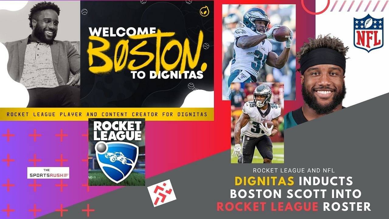 Boston Scott gets signed by dignitas as a Rocket League roster substitute and content creator while playing NFL for Eagles