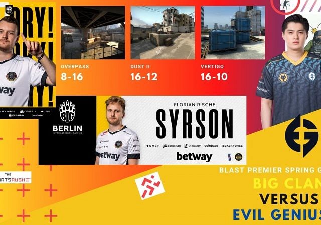 BIG versus EG, BIG Clan versus Evil Geniuses at CSGO BLAST premier Spring gauntlet match 3 2022
