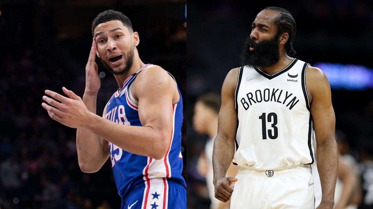 “James Harden shoots 33.2% from 3 while Ben Simmons from 3=LOL”: Sixers media trolls their former defensive savant following Nets