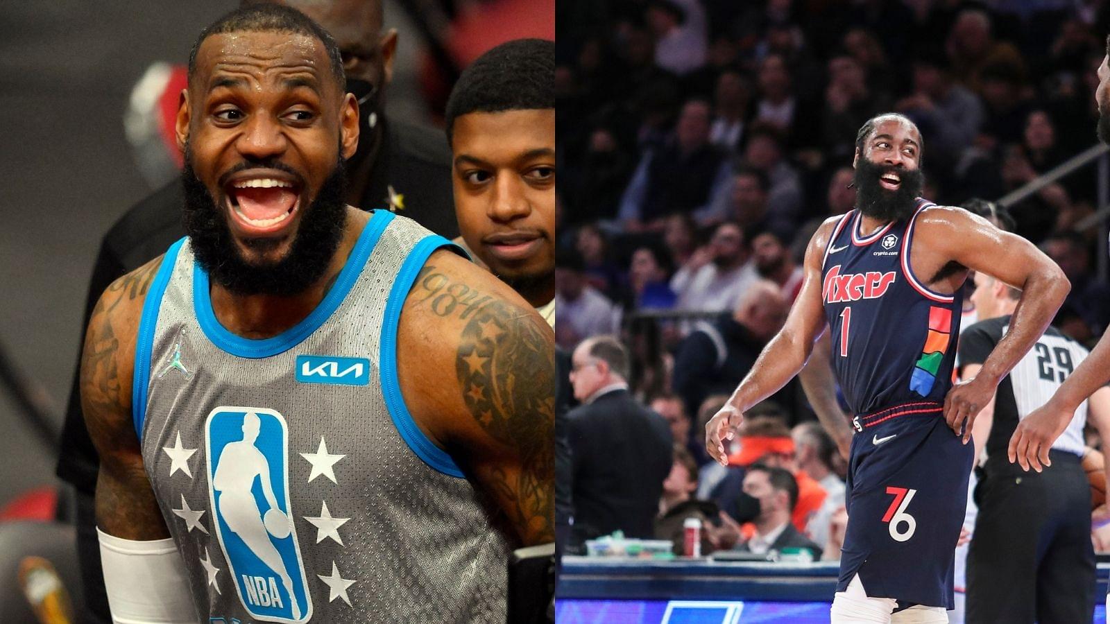 "James Harden, are you off the Lobos?": LeBron James hilariously calls out the 76ers guard for 'drunken' mishap on sidelines