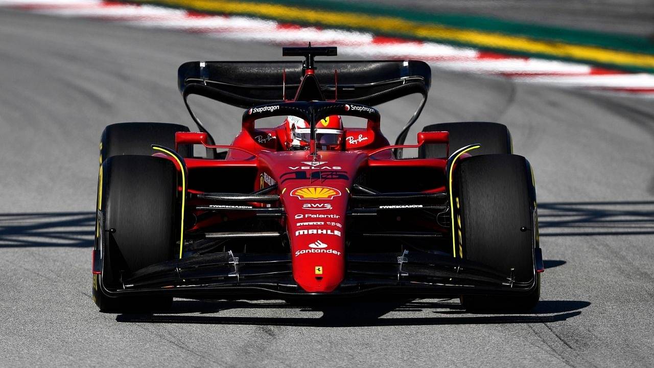 Charles Leclerc sur le circuit de Barcelone Catalunya, lors des essais hivernaux de Formule 1 2022, au volant de sa Ferrari F1-75.