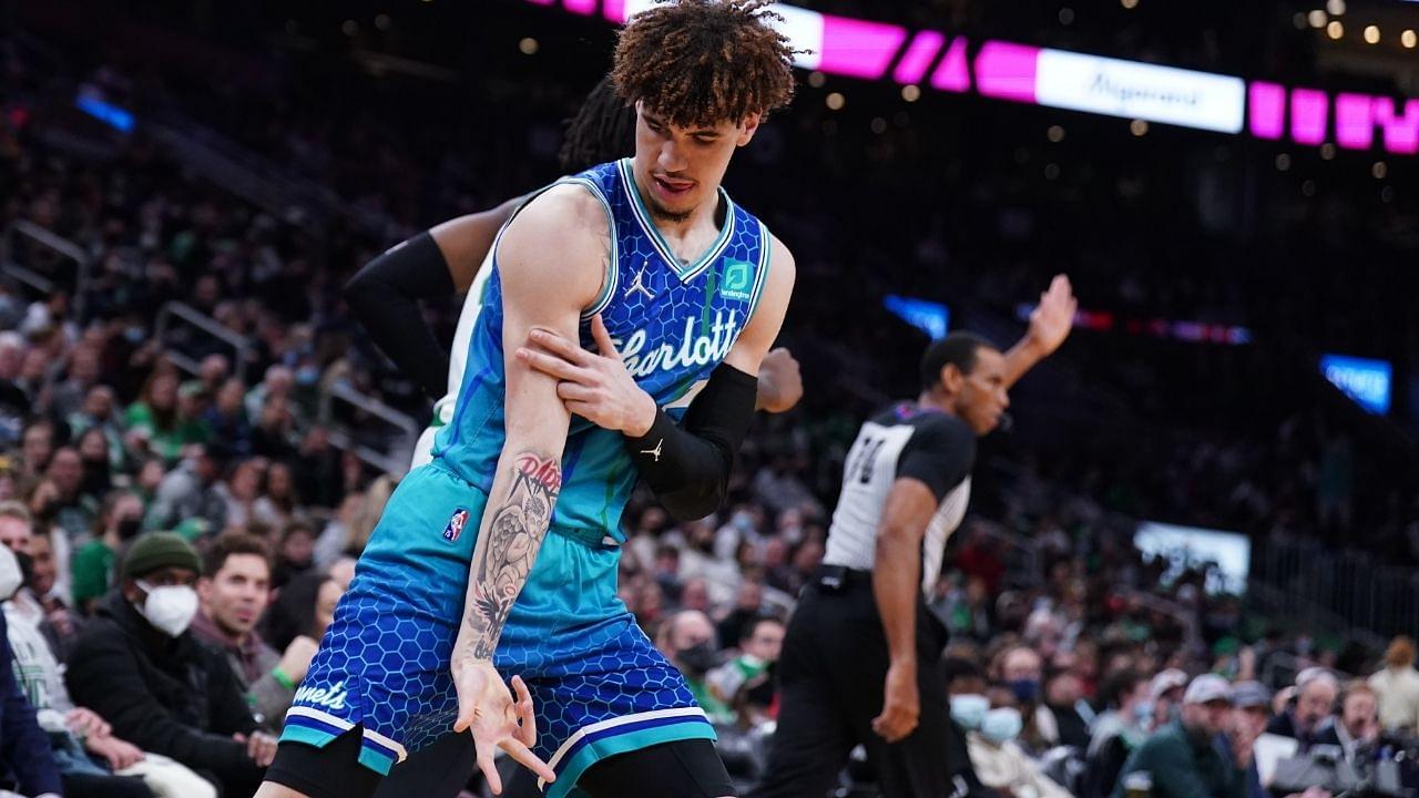 “LaMelo Ball putting that final stamp on why he should be named an All-Star”: NBA Twitter erupts as the 2021 ROTY joins LeBron James, Zion, Luka, and KD in a special feat after a career-high night vs Boston