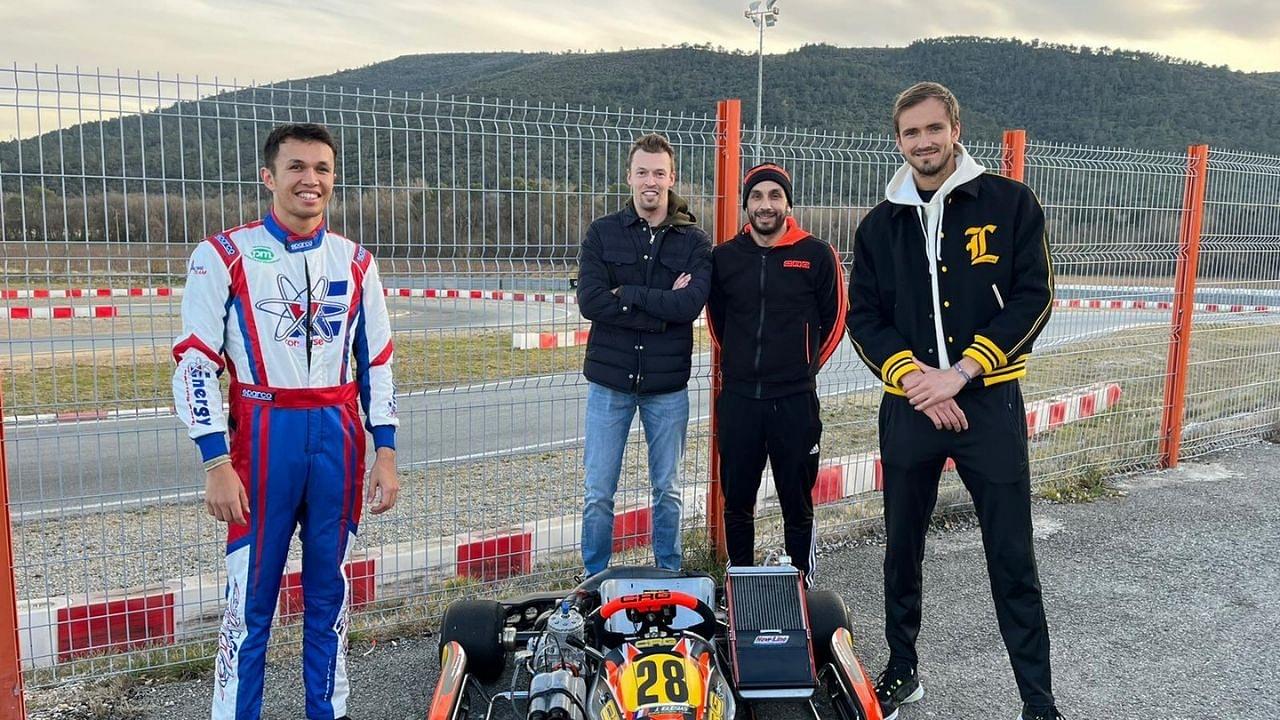 "No more tennis, my training for F1 has officially started!": Tennis star Daniil Medvedev gets together with F1 stars Alex Albon and Daniil Kvyat for a karting session