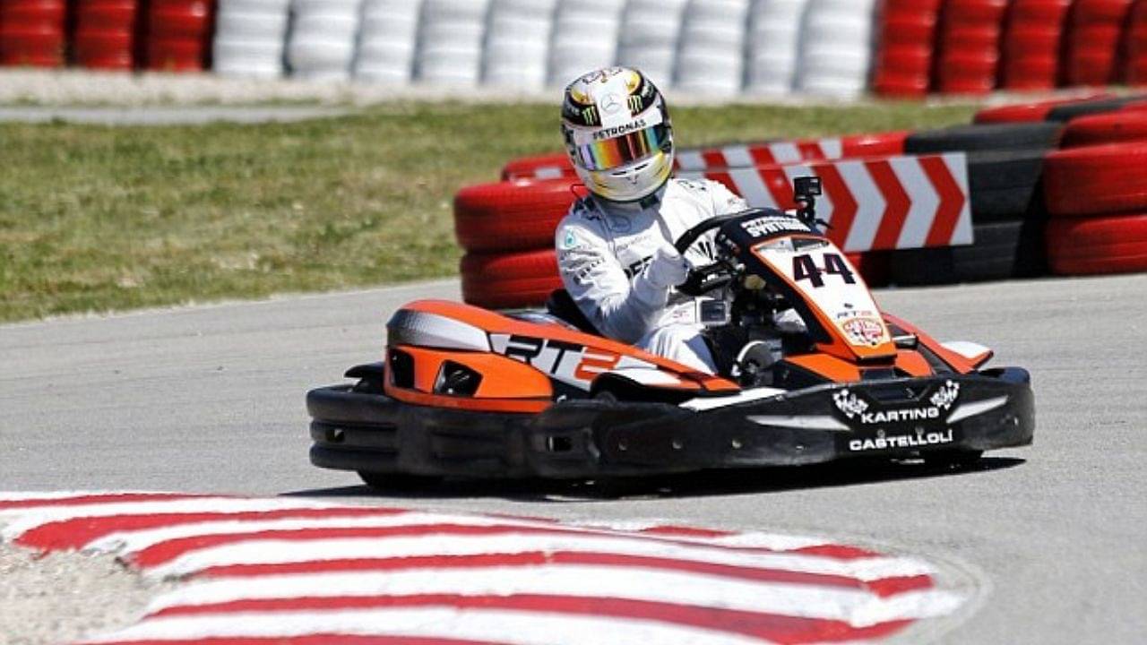 Watch as Lewis Hamilton goes Go Karting at the Circuit de Barcelona-Catalunya during the close battle for the World Championship in 2014