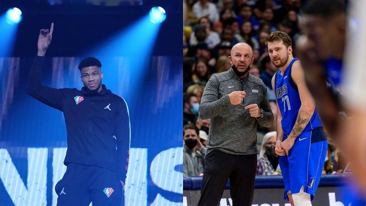 “Jason Kidd got soft on Luka Doncic, if I was late he would make me run!”: Giannis gets hushed by the Mavericks head coach for outing his strict practice with the Bucks