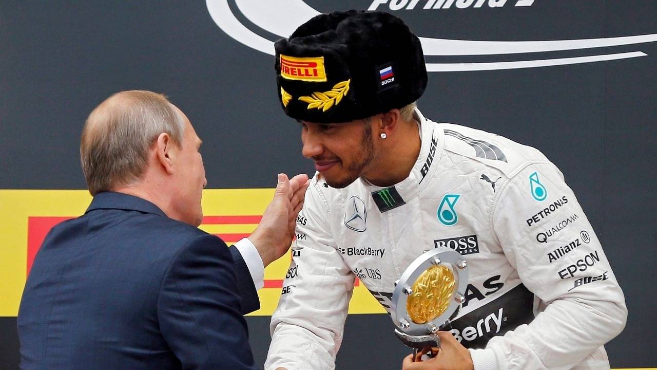 "All I know is I did not want to spray him"- Lewis Hamilton reveals he was told that Russian President Vladimir Putin's double was present at the podium during the 2015 Russian GP