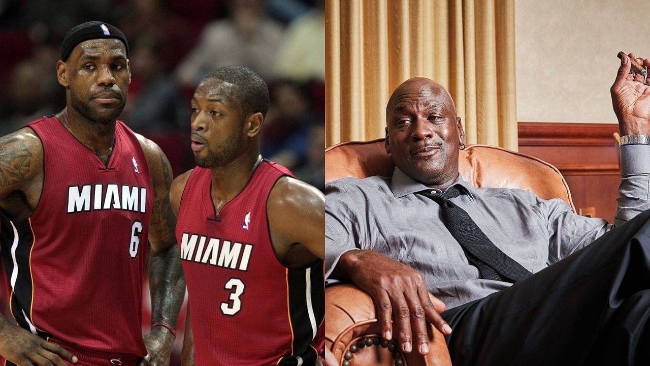 “Dwyane Wade and I didn’t have a conversation with Michael Jordan, just congratulated him”: LeBron James and D-Wade linked up with the Bulls legend after sweeping his Bobcats