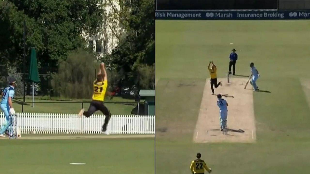 Marsh Cup final 2022: Aaron Hardie grabs stunning catch off own bowling to dismiss Daniel Hughes at Junction Oval