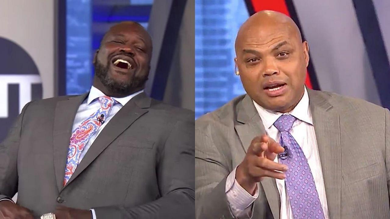 “Shaq really tackled Charles Barkley and Kenny Smith on the same day”: Lakers legend hilariously went at Chuck on NBAonTNT during a football challenge with Kevin Garnett