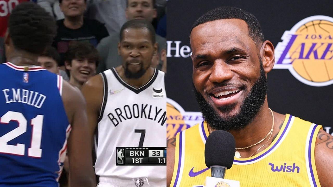 "I love the referees let Kevin Durant and Joel Embiid talk and didn't tech them up, that's dope": LeBron James cannot hide his excitement seeing the two big men showcase their competitive spirit