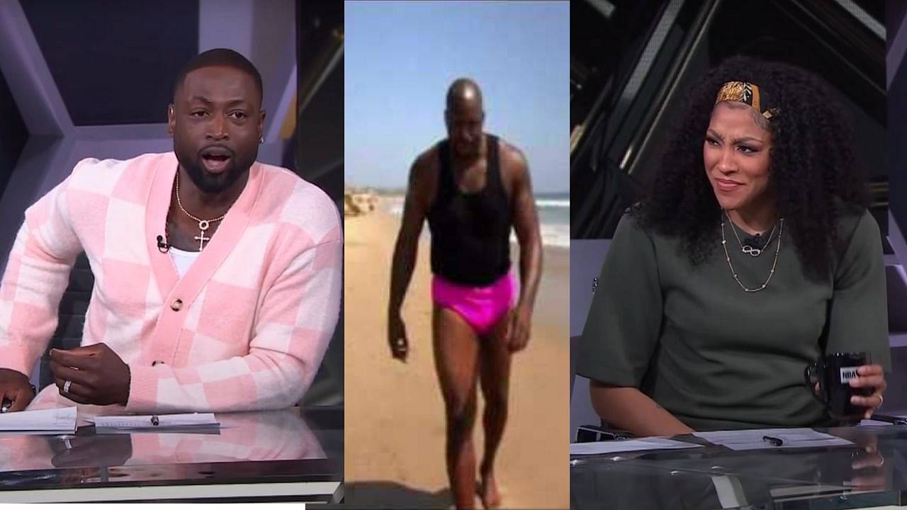 "Hold up Shaq, I need details on that pink speedo!": Dwyane Wade and Candace Parker react to seeing the Big Diesel in pink speedos on the beach, NBA Twitter joins