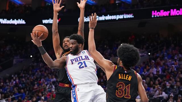 "Joel Embiid is a nightmare for Jarrett Allen and Evan Mobley": Sixers big man dominates All-Star and ROTY level centers of the Cavaliers and NBA Twitter is thrilled