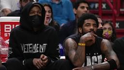 "Hopefully, me and Kevin Durant can joke about a few rings when we retire": Kyrie Irving defiantly answers reporters about questions regarding the Nets superstars' faltering win-loss record after Jayson Tatum's 54 points hand Kevin Durant and co another L