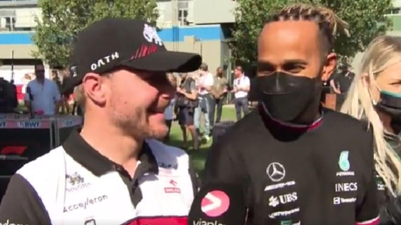 "That's gonna be turn 1"– Valtteri Bottas responds when Lewis Hamilton shoulder pushes him during an interview