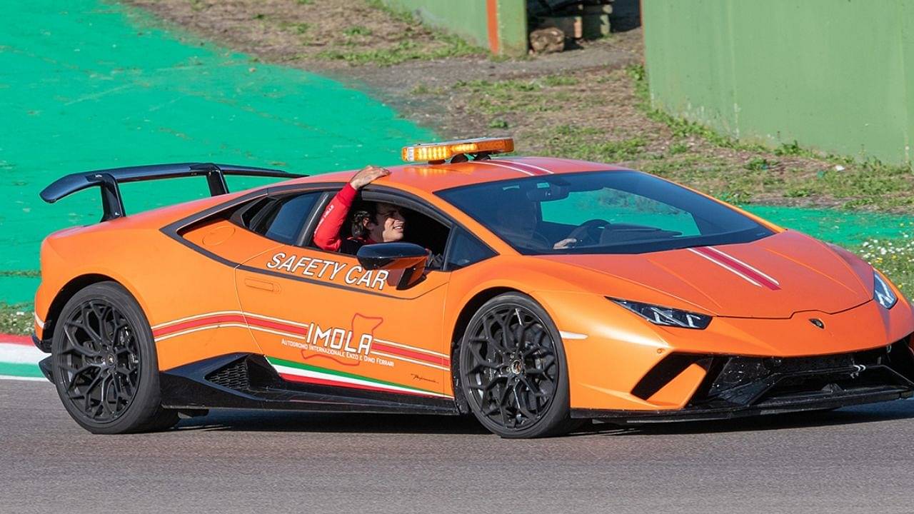 "Enzo Ferrari will be rolling in his grave looking at that safety car!"- F1 Twitter falls in love with stunning safety car that picked Carlos Sainz up at Ferrari's tyre testing