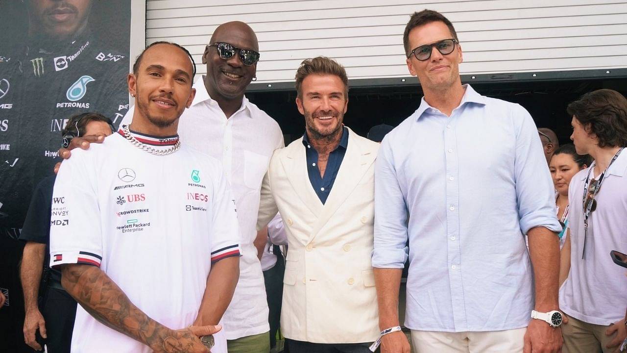 "Combined 13 championships in one moment"- F1 Twitter jubilates as Tom Brady shares moment with Michael Jordan, Lewis Hamilton & David Beckham