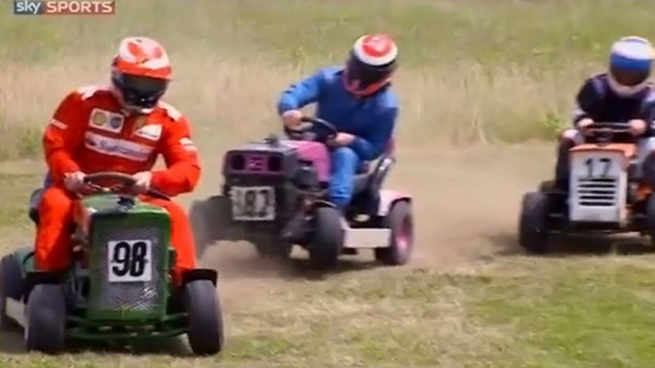 "These Lawnmowers are pretty fast, that's good fun"- Kimi Raikkonen races with F1 colleagues with Lawnmower