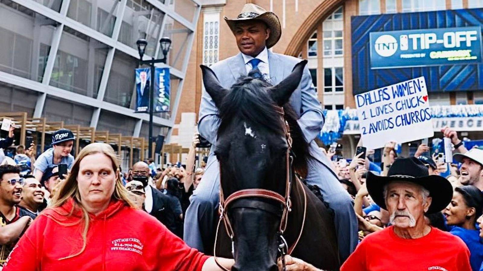 “Charles Barkley cannot ride a horse, I don’t believe it, an elephant? Maybe”: Shaquille O’Neal and NBA Twitter went in denial watching Chuck ride a horse in Dallas