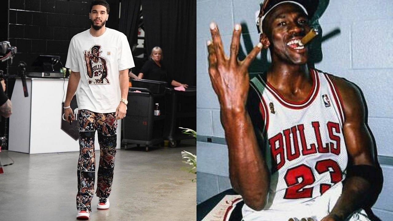 "Michael Jeffery Jordan ain't walking through that tunnel to save you": NBA Twitter react to Jayson Tatum repping MJ-Kobe on his outfit