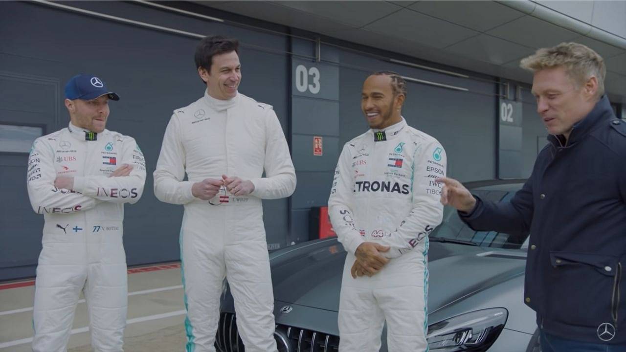 "Hoping to get a good start and then play with Toto Wolff"- Throwback to Lewis Hamilton and Valtteri Bottas racing their Mercedes boss around Silverstone
