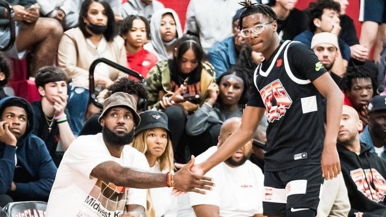 “Did Bryce Maximus get taller yet again?!”: NBA Twitter speculates as LeBron James hypes up ‘Strive for Greatness’ stud for his tough up-and-under layup