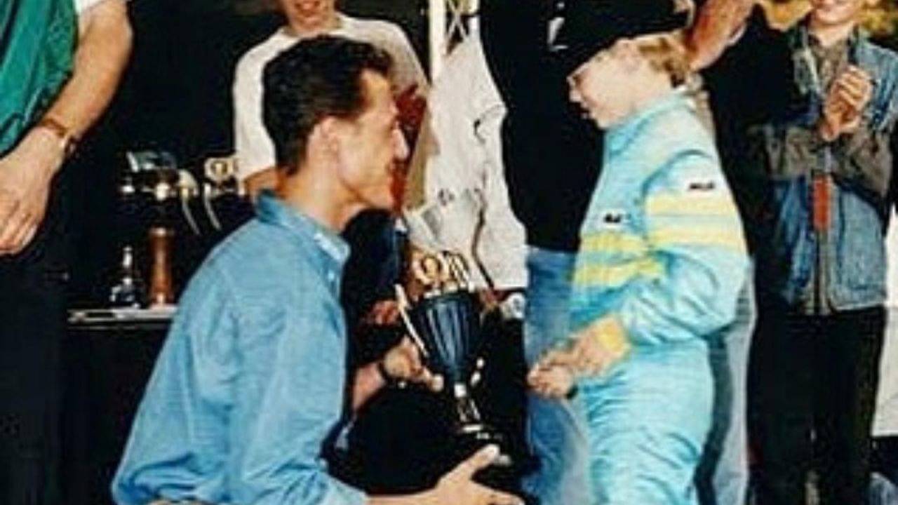 “He was my hero” - Michael Schumacher presenting trophy to a star struck Sebastian Vettel