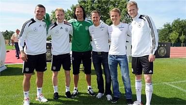 "Michael Schumacher and Nico Rosberg had it under control"- Former Mercedes teammates visit Germany's National Football camp ahead of Euro 2012