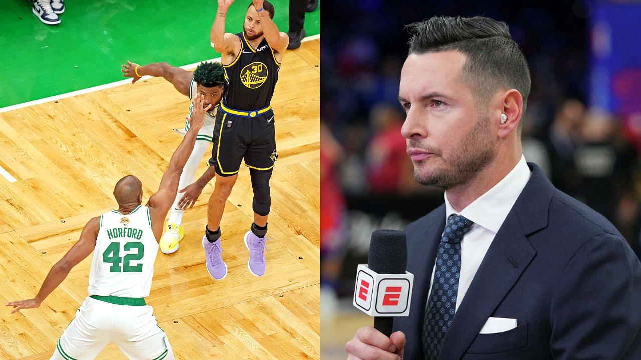 "That's still enough space for Steph Curry though!" : JJ Redick points out how Warriors sharpshooter is still in space to shoot despite Celtics bigs moving beyond the arc to defend him