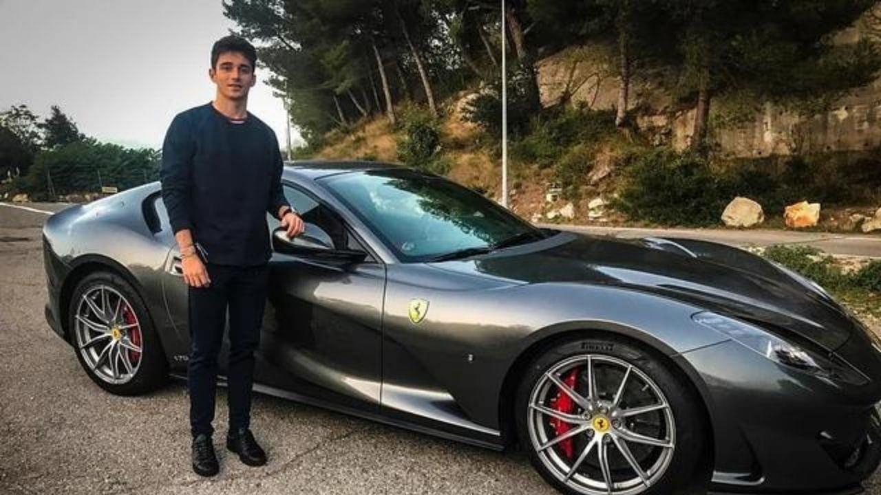 "Charles Leclerc with a $100 million Ferrari in central London"- Monegasque driver attending Ferrari launch event with several million dollar cars