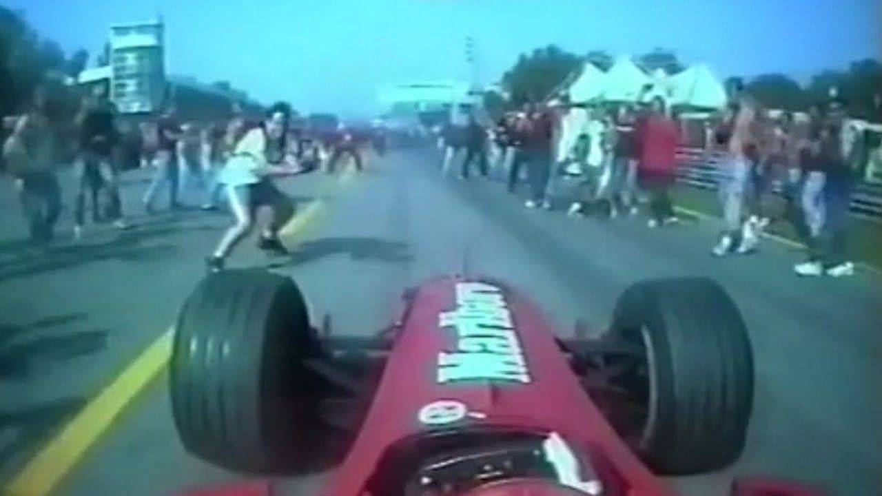 "The celebration at the end was for not killing anyone"- Watch Michael Schumacher narrowly avoid hitting fans during track invasion at Monza