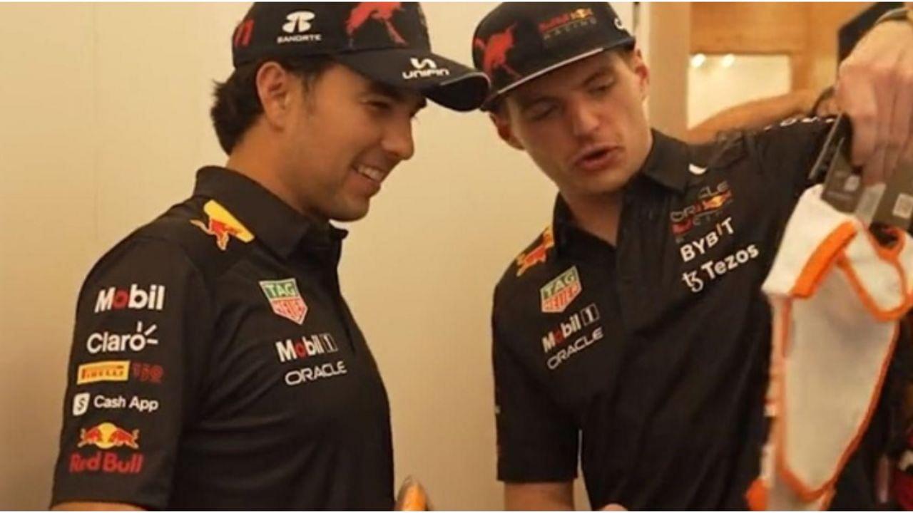 "Uncle Max Verstappen reporting for duty!"- Watch the Red Bull ace throw a surprise baby shower for Sergio Perez