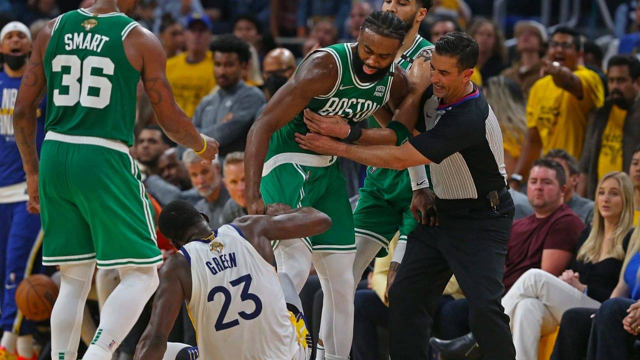 "Draymond Green got a podcast and lost his damn mind": Jaylen Brown sounds off on $60 million Warriors star making up a false narrative for their fight in the NBA Finals