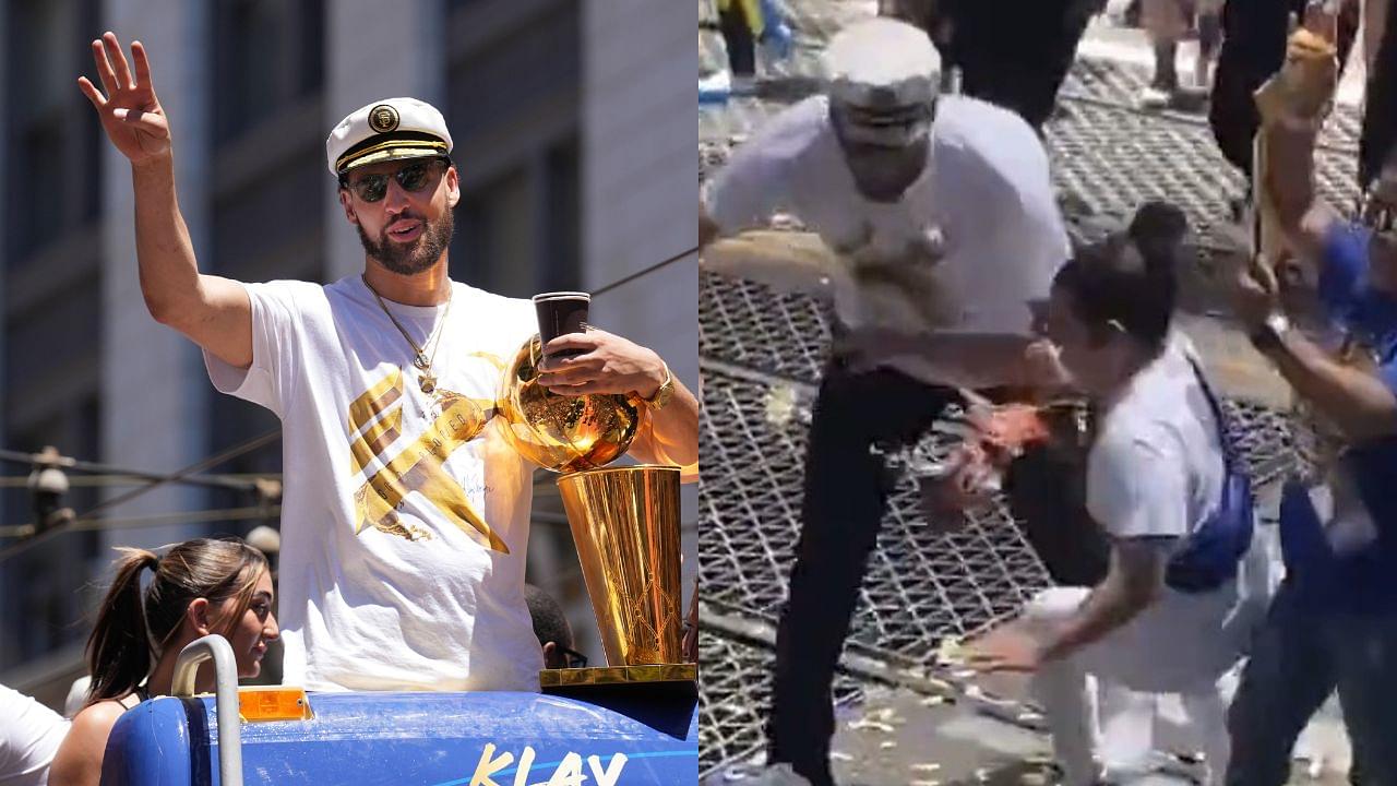 "She really threw me the best assist I've had in weeks": Klay Thompson finally addresses his collision with Warriors fan at the parade