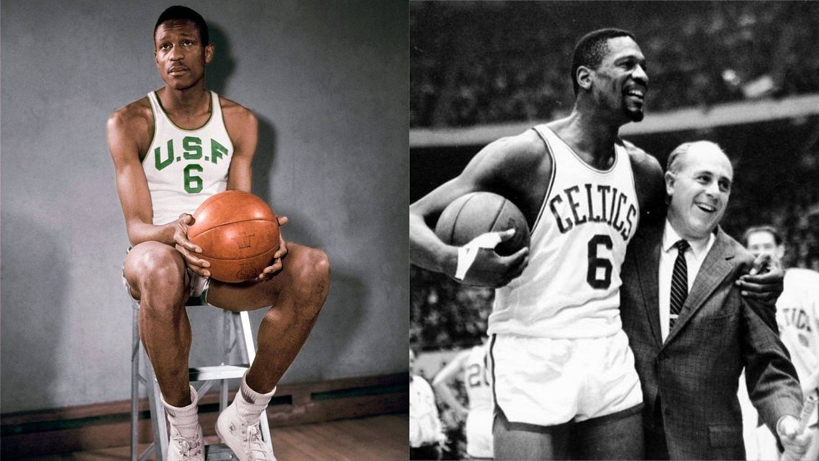 A 6ft 10", Bill Russell was an athletically gifted beast of nature who could jump over an NBA player to dunk the basketball from the free throw line