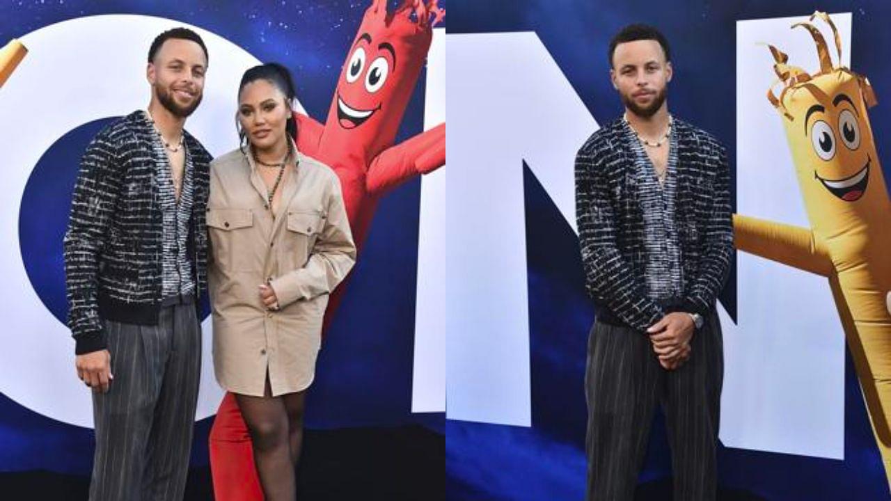 "Why is Stephen Curry wearing Ayesha Curry's pants?!": NBA Twitter trolls Warriors' star's outfit at the LA premiere of 'Nope'