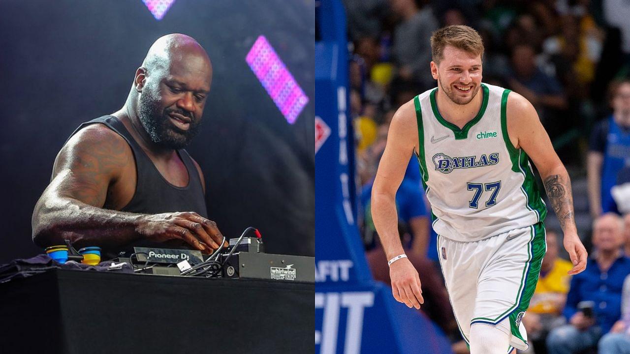 In a viral clip, 7-foot DJ Shaq shows Luka Doncic how to shoot at a party in Croatia