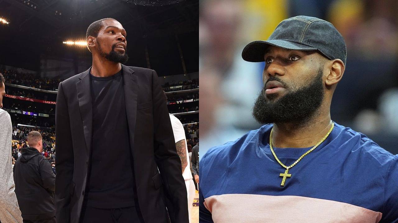 Cover Image for “Lakers are +1000 to win 2023 NBA title because of Kevin Durant and Kyrie Irving”: Nets superstars wanting out leads to LeBron James and company being favored