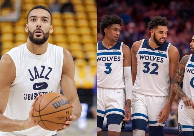"Rudy Gobert  7"9', Karl-Anthony Towns 7"4', Jaden McDaniels 7"0', Anthony Edwards  6"9', D’Angelo Russell 6"10'": Wingspan of Timberwolves' starting lineup