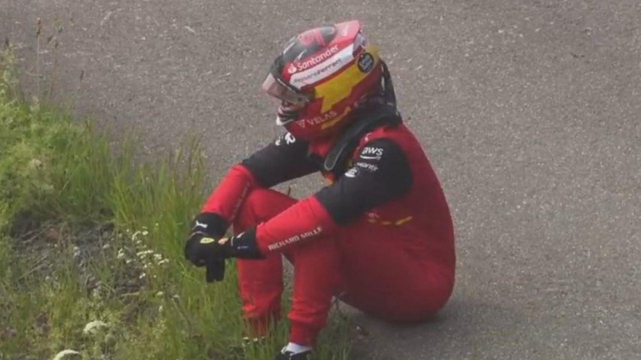 "Carlos Sainz bursts into flames" - F1 Twitter heartbroken after a horrible DNF for Ferrari's Carlos Sainz at Austrian GP