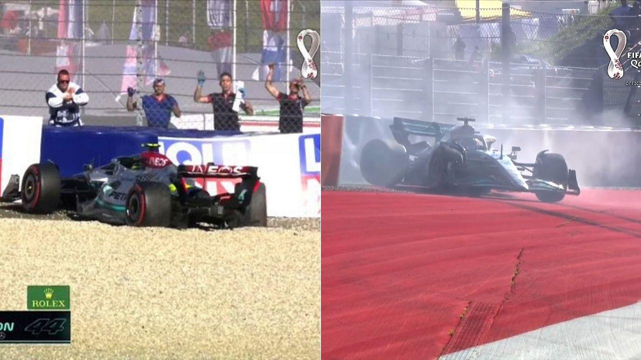 "Mercedes doing their best to give Max Verstappen pole" - F1 Twitter reacts as Lewis Hamilton, George Russell crash in Q3 of Austrian GP