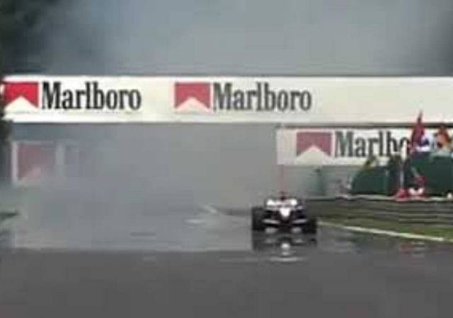 $250 Million worth Kimi Raikkonen went full throttle through a cloud of smoke in 2002 Belgian GP