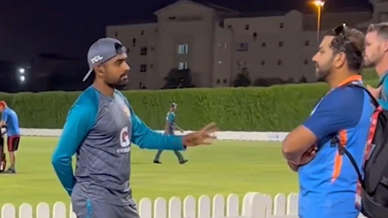Rohit Sharma and Babar Azam engaged in a conversation ahead of the India-Pakistan match, where Rohit asked Babar to get married.