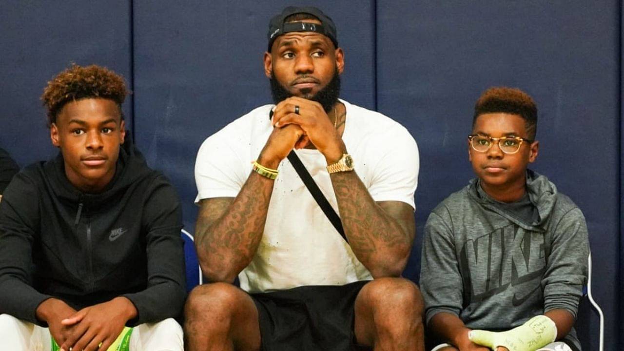 NBA Twitter reacts as 6’9” LeBron James puts in work with 15 y/o Bryce James and 17 y/o Bronny James at the Lakers facility