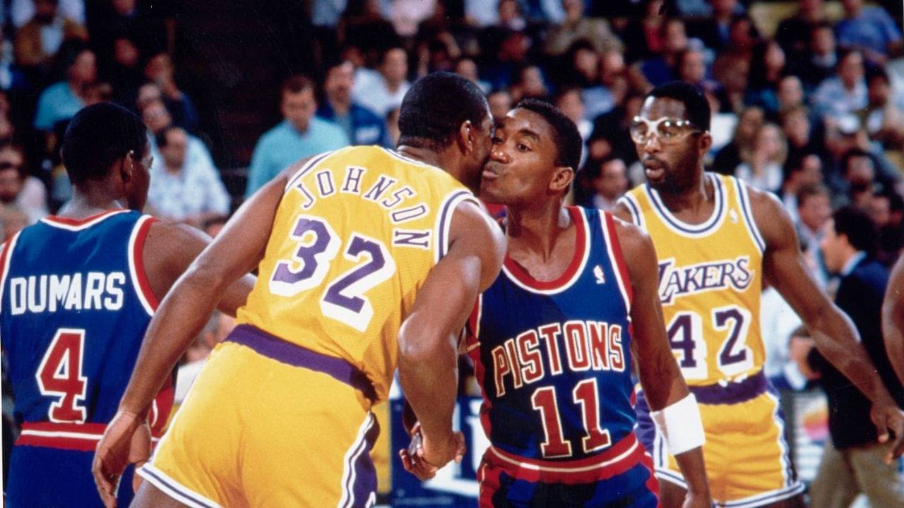 6’9” Magic Johnson and Isiah Thomas’ on-camera ‘kiss’ was inspired by Italian families' traditions